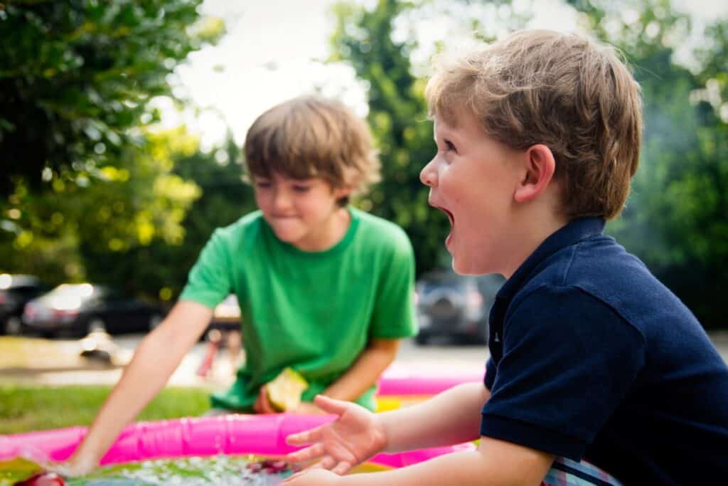 boys playing outside