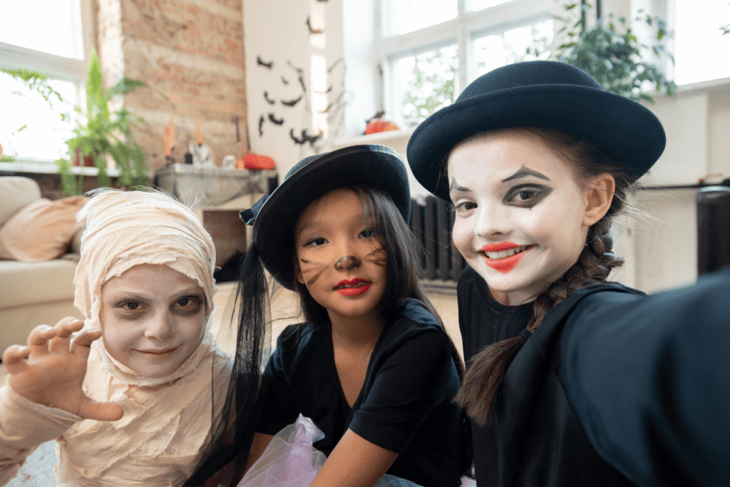 kids wearing non-toxic Halloween makeup